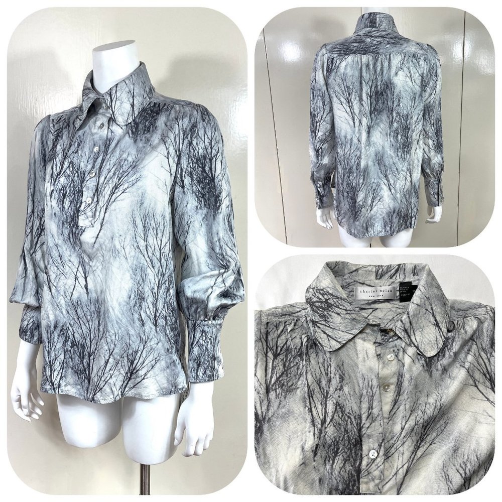 Charles Nolan Silk Tree printed Blouse